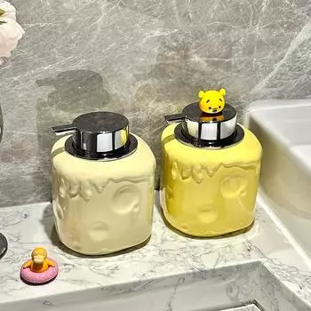 650 мл бутылка для эмульсии Bubbler, керамический дозатор мыла в форме сыра, дезинфицирующее средство для рук в отеле, керамическая бутылка для геля для душа, ванная комната молочный белый