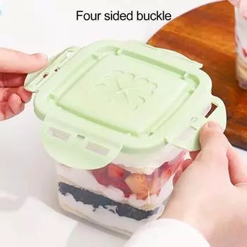 Yousheng 650 мл герметичная прозрачная многофункциональная утолщенная многоразовая прозрачная коробка для торта с хорошей герметичной пряжкой белый