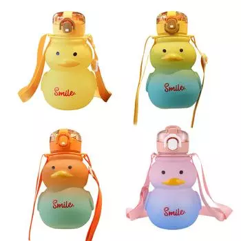 650 мл Kawaii Duck бутылка для воды герметичный портативный соломенный чайник с регулируемым ремешком дорожная бутылка для питья праздничные подарки жёлтый