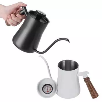 650 мл кофейник из нержавеющей стали капельная кофеварка термометр чайник для кофе с гибким воротом кофейник для кофе и чая чёрный