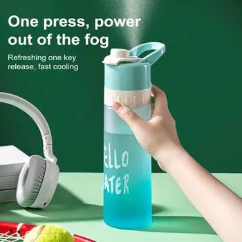 650 мл охлаждающий туман, распылитель, бутылка для воды, функция тумана, не содержащая BPA, портативный спортивный контейнер для воды, сохраняющий прохладу, спрей 650ml зелёный