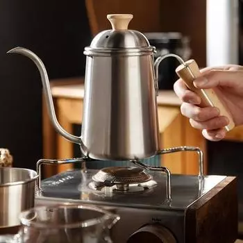 650 мл ручной заварной кофейник японский 304 нержавеющая сталь длинный носик с деревянной ручкой ручной капельный чайник заварочный чайник кофейные аксессуары серебряный