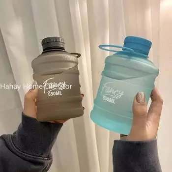 650 мл симпатичная бутылка для воды мини-ведро пластиковая бутылка для спорта на открытом воздухе бутылки для питьевой воды портативная большая емкость чашка для спортзала походы 650ML