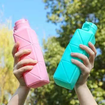 650 мл складная бутылка для воды герметичная многоразовая силиконовая бутылка для воды для путешествий, спортзала, спорта, кемпинга, езды на велосипеде розовый