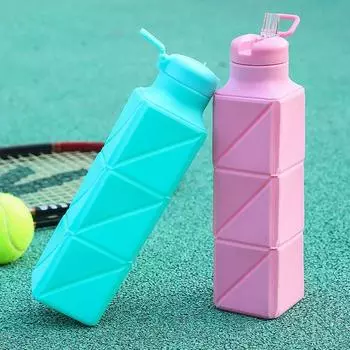 650 мл складная бутылка для воды герметичная многоразовая силиконовая бутылка для воды для путешествий, спортзала, спорта, кемпинга, езды на велосипеде розовый