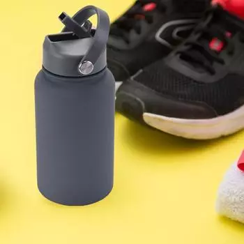 650 мл Спортивная бутылка для воды с щеткой для чистки соломы Портативная вакуумная бутылка из нержавеющей стали для езды на велосипеде в тренажерном зале Фитнес-путешествия Питьевая чашка 650ml