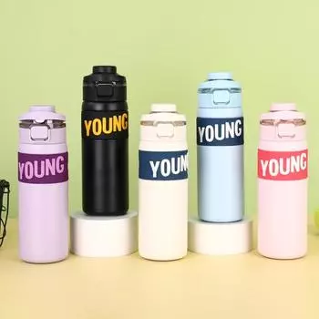 650 мл термокружка из нержавеющей стали с двойными стенками, термос для горячих и холодных напитков, не содержащая бисфенол-А, герметичная крышка с трубочкой, термокружка для питья 650ml бежевый