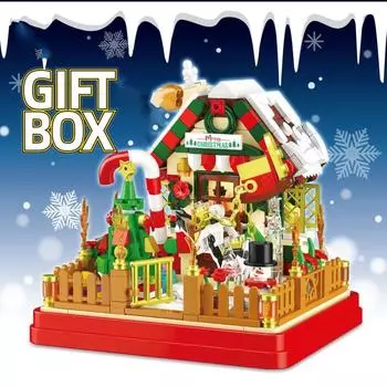 654 шт., Рождественский дом, строительные блоки, подарочная коробка, набор, креативный городской вид на улицу, сборка, модель, кирпичи, детские игрушки, подарок на праздник withbox разноцветный