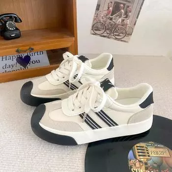 6553 latex insole/ugly cute platform white shoes women s autumn new 2024 versatile niche Hong Kong style moral training shoes 35