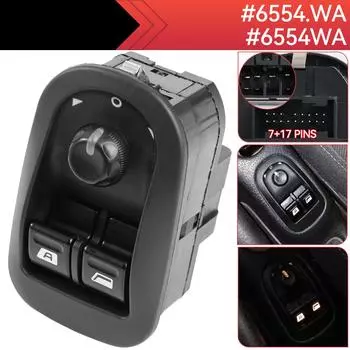 6554.WA для Peugeot 206 207 306 Citroen C2 Jumpy Fiat Scudo Exper Электрический переключатель управления зеркалом 6554WA Автомобильные аксессуары чёрный