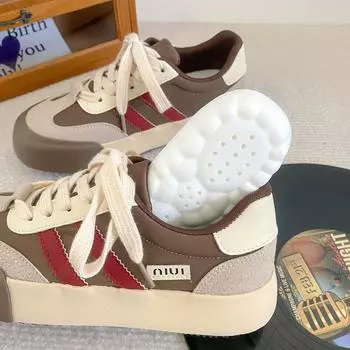 6560 latex insoles/platform Dexun shoes women s shoes ins tide 2024 new niche chic retro Korean board shoes 35