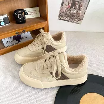 6581 латексная стелька/бархатная платформа туфли женская обувь пляжная обувь хлопковая обувь повседневная 2024 новый универсальный ретро 35 бежевый