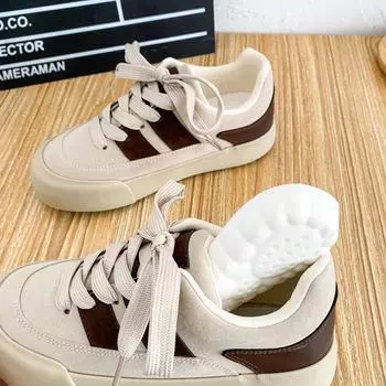 6593 latex insoles/popular melad thick baseplate shoes women s shoes 2024 autumn and winter new bread shoes German training shoes 35 чёрный