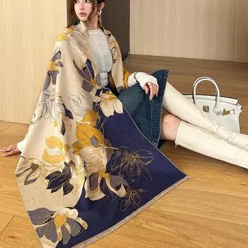 65 * 190 см осень и зима новый женский однотонный универсальный простой кисточкой имитация кашемира двухсторонний шарф теплый шарф атмосфера шаль 65-190cm