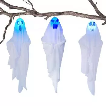 65*60 см Хэллоуин Привидение Подвесные украшения Хэллоуин Подвесные светящиеся белые летающие призраки Дерево Окно Стена Страшный орнамент