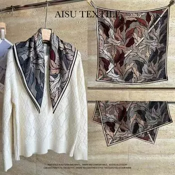 65 * 65 Four Seasons Available New Women S Small Square Scarf, High Grade Letter Printed Scarf, Professional Scarf, Satin Scarf 65*65cm