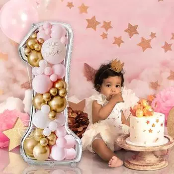 65-дюймовый гигантский фольгированный воздушный шар с цифрами, сделай сам, заполняющая рамка, детский первый день рождения, украшение, принадлежности для годовщины свадьбы, коробка с мозаикой 65Inch