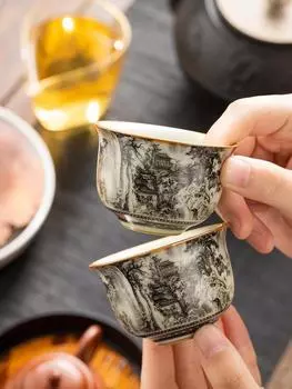 65 мл Landscape Ru Kiln Master Cup Бытовая чашка для чая Ручная работа Чашка для чая Чашка для запаха Чайный сервиз Принадлежности Чайная утварь Чашка для чая 65ML