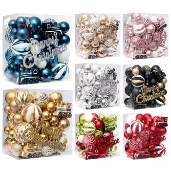 65 шт. Рождественские шары, украшения, небьющиеся шары, украшения на Хэллоуин, декоративные украшения, венок на дерево