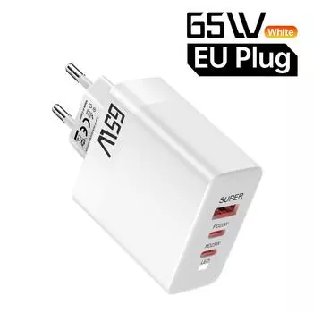 65 Вт сверхбыстрое зарядное устройство USB C PD зарядное устройство 3 порта мобильный телефон зарядный адаптер для iPhone Samsung Xiaomi EU US UK Plug быстрая зарядка White EU