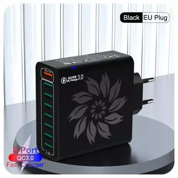 65 Вт USB зарядное устройство для мобильного телефона адаптер быстрой зарядки Quick Charge 3.0 для iPhone 15 Samsung Xiaomi дорожные настенные зарядные устройства Black EU