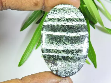 65Cts. Natural Green Swiss Opal Crystal Oval Cabochon Gemstone 27X44X06 MM SK-706