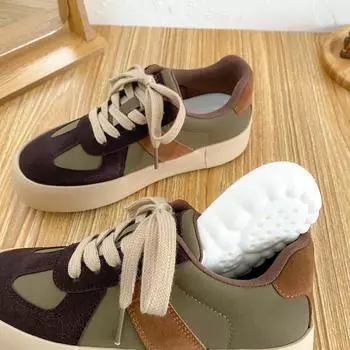 6601 latex insole/2025 spring new thick-soled German training shoes women s shoes casual shoes board shoes niche ins versatile 35 серый