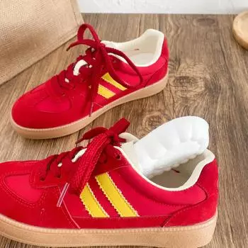 6617 latex insole/2025 new flat-bottomed German training shoes women s shoes little white shoes board shoes round head lace-up leather model 35