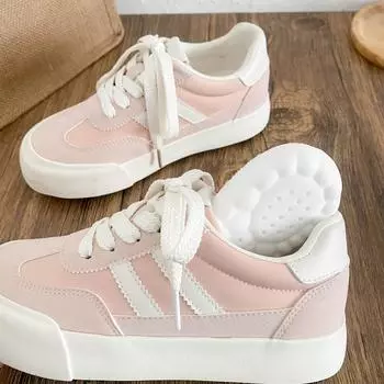 6619 latex insoles/thick-soled little white shoes women s shoes 2025 new heightening German training shoes board shoes round head leather surface 35 лимонно-желтый
