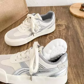6628 latex insoles/thick-soled Dexun shoes women s shoes 2025 new niche design round head white shoes board shoes 35