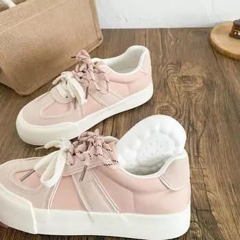 6632 latex insoles thick-soled German training shoes women s ugly cute bread shoes 2025 new round head spring board shoes little white shoes 35