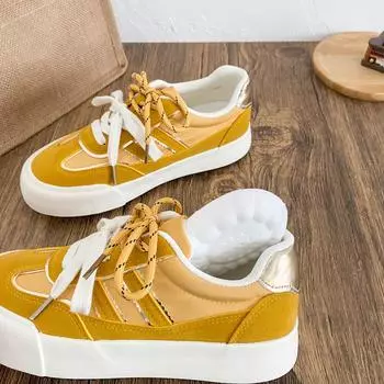 6633 latex insoles/popular German training shoes women s shoes spring new 2025 versatile round head board shoes little white shoes 35