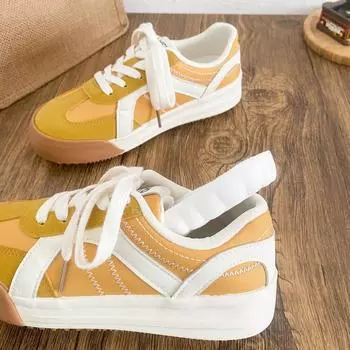 6644 latex insoles/thick-soled little white shoes women s shoes niche round head 2025 new popular board shoes German training shoes 35
