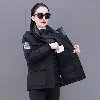 6651Три в одном съемная белая куртка из утиного пуха Зима2024Новое утепленное ветрозащитное пальто Доставка M красный