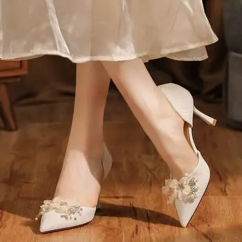 6693A-003 Наклейка Полый Тонкий Каблук Ткань Профессиональная Обувь Простые Туфли На Высоком Каблуке Женская Обувь Европа Америка 34