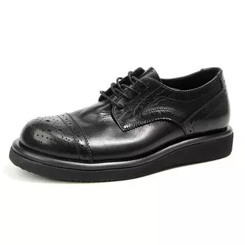 66-6 Brock Engraved Men s Shoes Британские мужские повседневные кожаные туфли в стиле ретро, модные трендовые туфли на платформе Muffin Shoes 38 чёрный