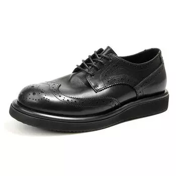 66-7 Brock Engraved Men s Shoes Британские мужские повседневные кожаные туфли в стиле ретро, модные трендовые туфли на платформе Muffin Shoes 38 чёрный