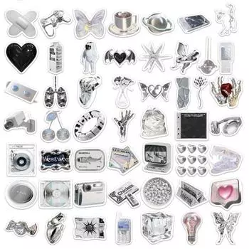 66 шт. милые наклейки из ПВХ серебристого цвета для ноутбука, чемодана, мотоцикла, скейтборда, граффити, детский подарок