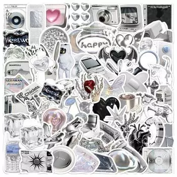 66 шт. наклейки для скрапбукинга серебряного цвета DIY виниловые художественные ПВХ милые ручные журнальные альбомы мультфильмы детский подарок