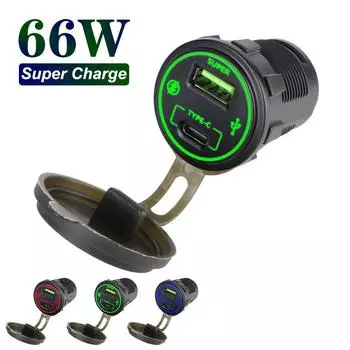 66 Вт 12-24 В автомобильное зарядное устройство для быстрой зарядки USB C 30 Вт и USB A 36 Вт автомобильное быстрое зарядное устройство для мотоцикла, автомобиля, лодки, автофургона, морское зарядное устройство USB, универсальное Green