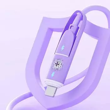 66 Вт кабель для зарядки четыре в одном Pd Liquid Tablet Flash Charge подходит для Apple, Huawei, Xiaomi кабель для быстрой зарядки данных 1m лавандовый