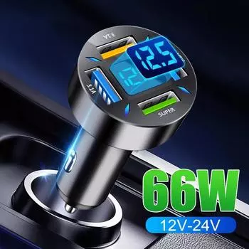 66 Вт USB Type C быстрое зарядное устройство для автомобиля PD 4 USB автомобильная быстрая зарядка QC3.0 12/24 В прикуриватель зарядное устройство адаптер для iPhone Xiaomi чёрный