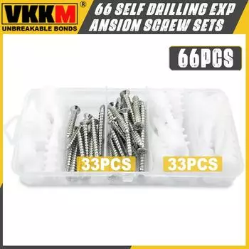66Pcs self drilling expansion screw set, wall blocking, self drilling, screw sleeve, drywall anchor