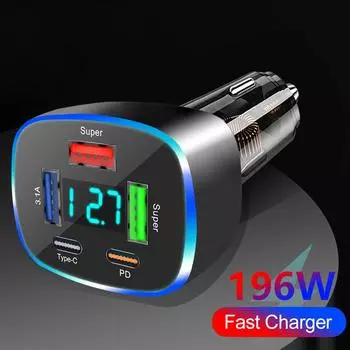 66W USB Car Charger Quick Charge PD QC3.0 Voltmeter Cigarette Lighter Socket Power Adapter For IPhone For Samsung For Xiaom M2B8