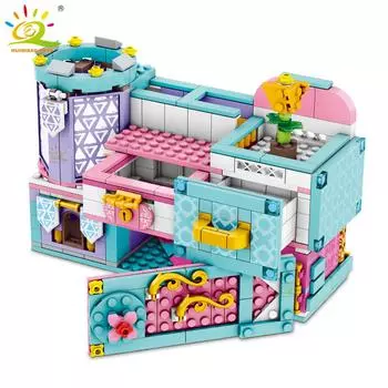 673 шт. 4 в 1, модель замка, ящик для хранения, наборы строительных блоков, детские MOC, городские строительные игрушки для детей, кирпичи, друг A