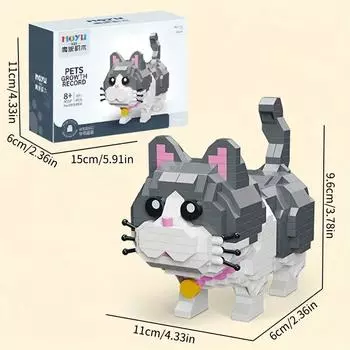 673 шт., строительные блоки с синим котом, милые модели домашних животных, кирпичи, креативное украшение для рабочего стола, детские игрушки «сделай сам», идея, подарки на день рождения