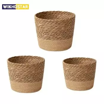 67JB Соломенная корзина для растений Внутренние плетеные горшки для растений для цветочных горшков Горшок для растений S