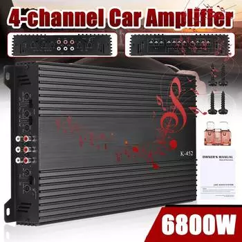 6800 Вт, 12 В, 4-канальный автомобильный усилитель, сабвуфер, тонкий автомобильный аудиоусилитель класса A/B, мощные усилители, сабвуфер, усилители басовых динамиков