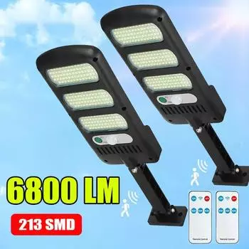 6800LM Солнечные фонари Открытый датчик движения Свет 3 режима работы Открытый сад Двор Водонепроницаемая солнечная лампа Уличный настенный светильник 1 PC чёрный