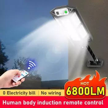 6800LM Солнечный датчик лампы 43 светодиода Солнечный свет Водонепроницаемый уличный водонепроницаемый садовый солнечный фонарь Уличный настенный солнечный фонарь 1 PCS